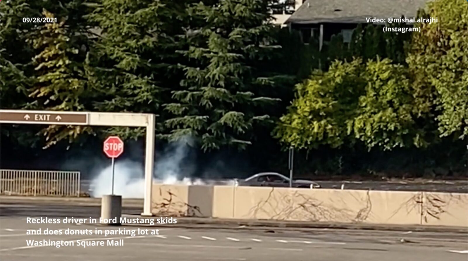 VIDEO: Reckless driver skids and does donuts in parking lot of