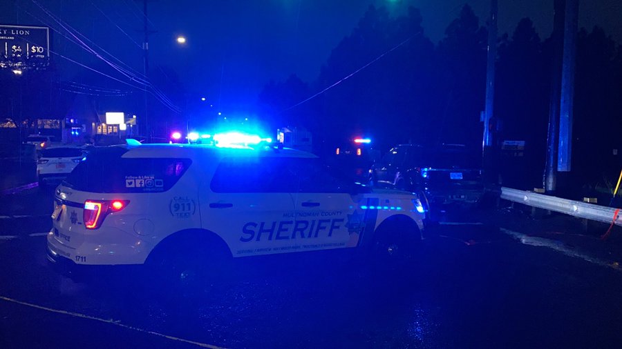 Shots fired at patrol vehicle during pursuit of armed robber Troutdale Oregon