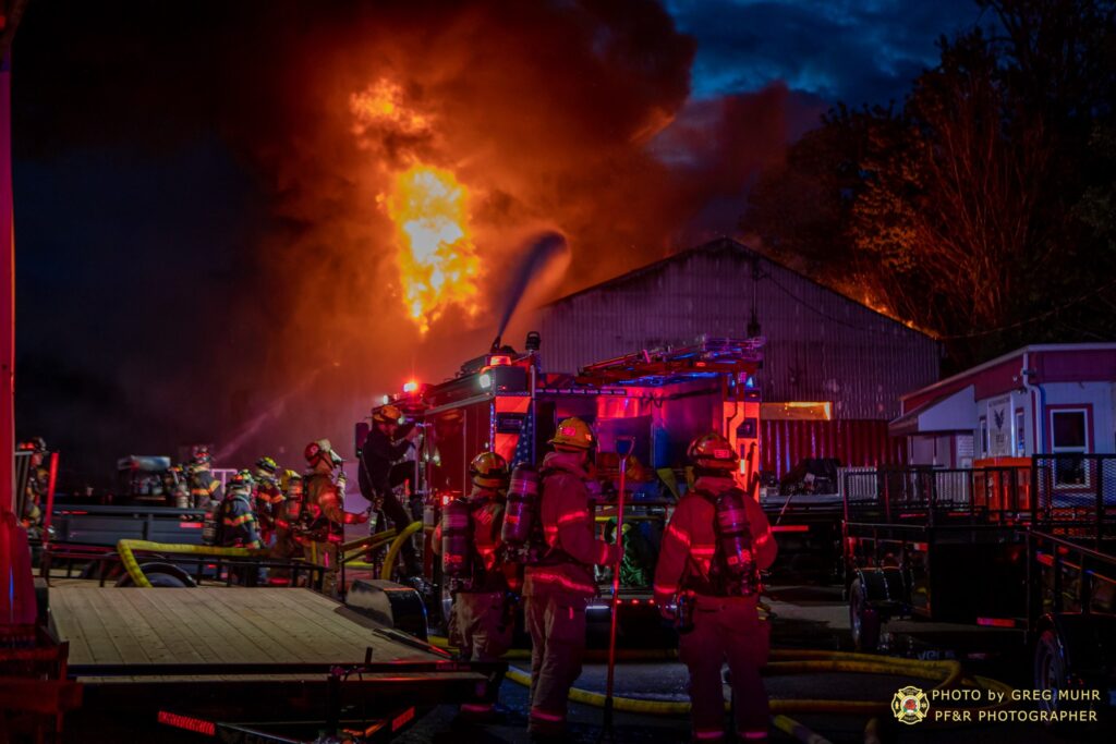 two alarm fire destroys commercial building in portland