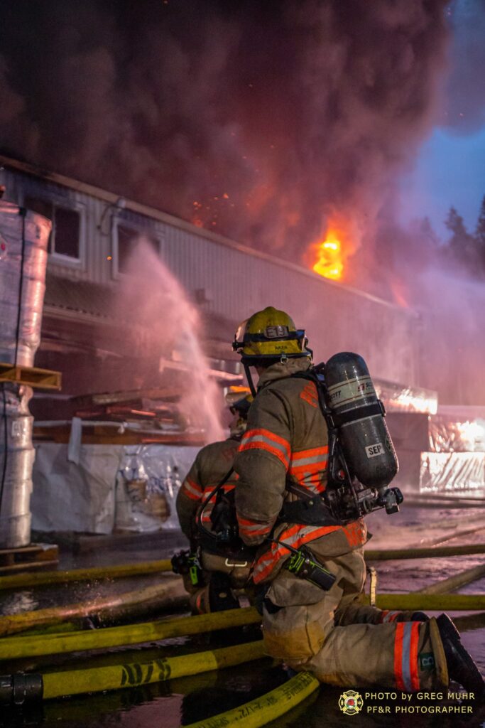 two alarm fire destroys commercial building in portland