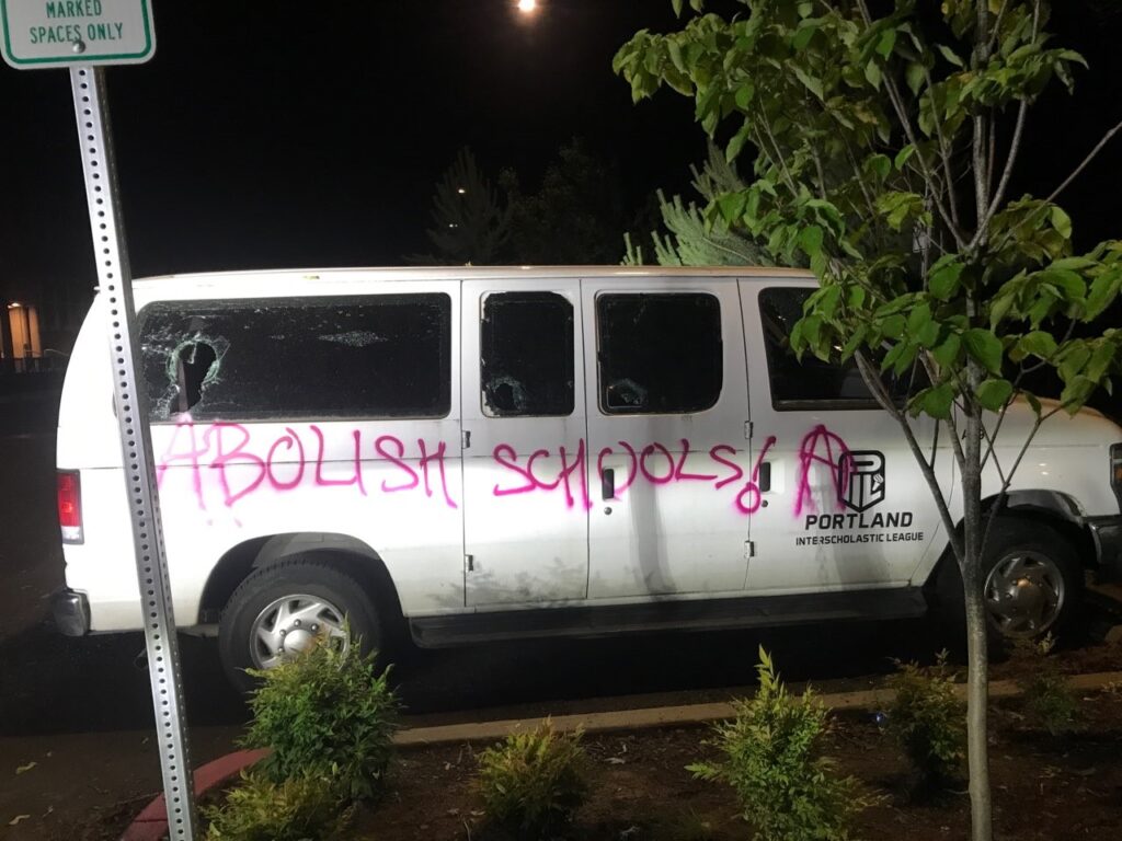 School_Van_march_turns_destructive_vandalism