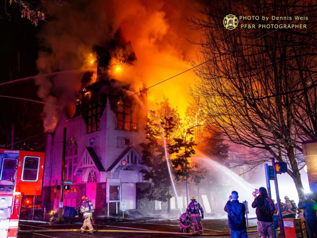 fire raging at korean church in portland