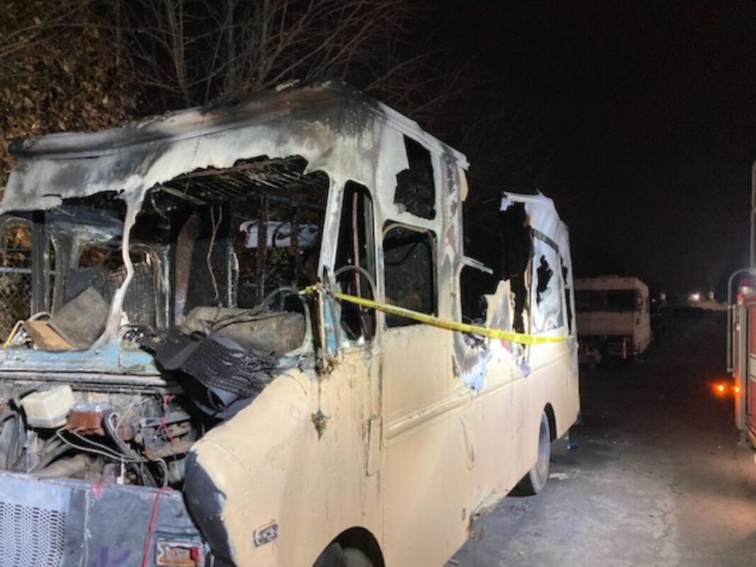 converted delivery vehicle fire results in death