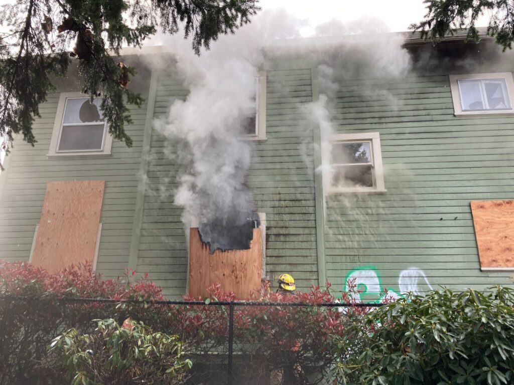 abandoned duplex fire (side of house)