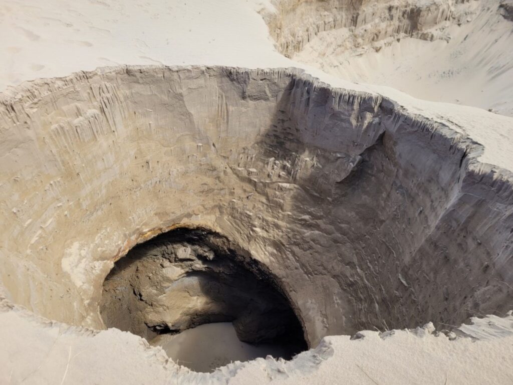 Close up of new sinkhole at Cape Kiwanda