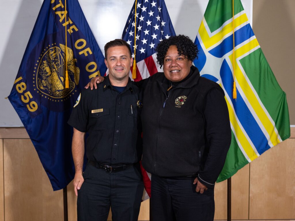 Sara Boone and Ryan Gillespie, the new interim fire chief