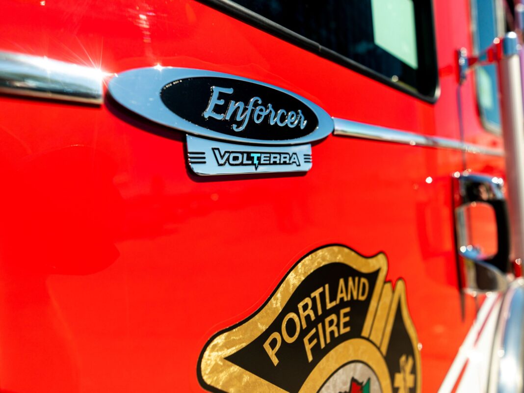 volterra logo on the Portland Electric fire engine