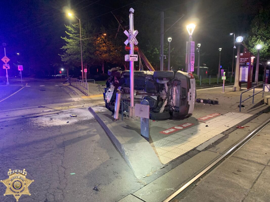 silver bronco crashes into merlo max station