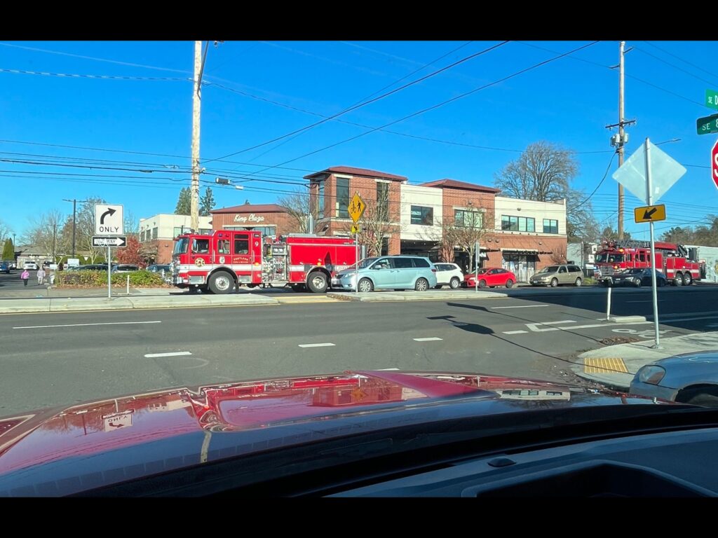 fire trucks at the commercial fire alarm