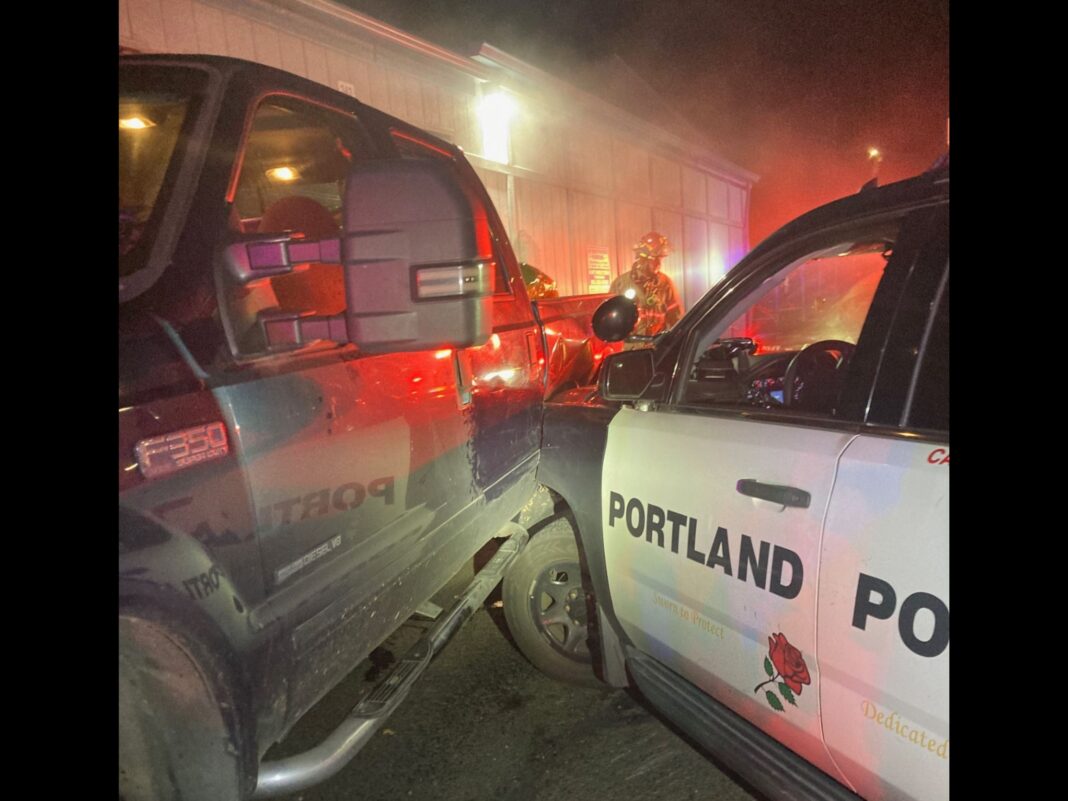 truck rammed into portland police cruiser