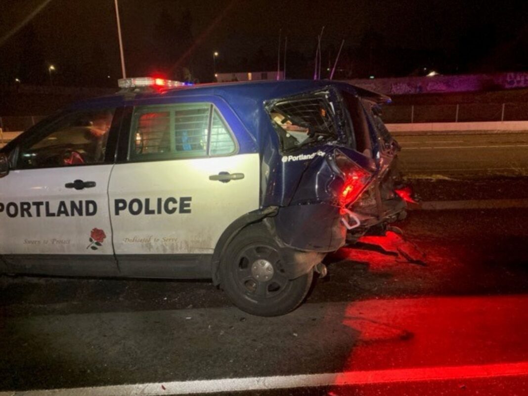 portland police cruiser after crash