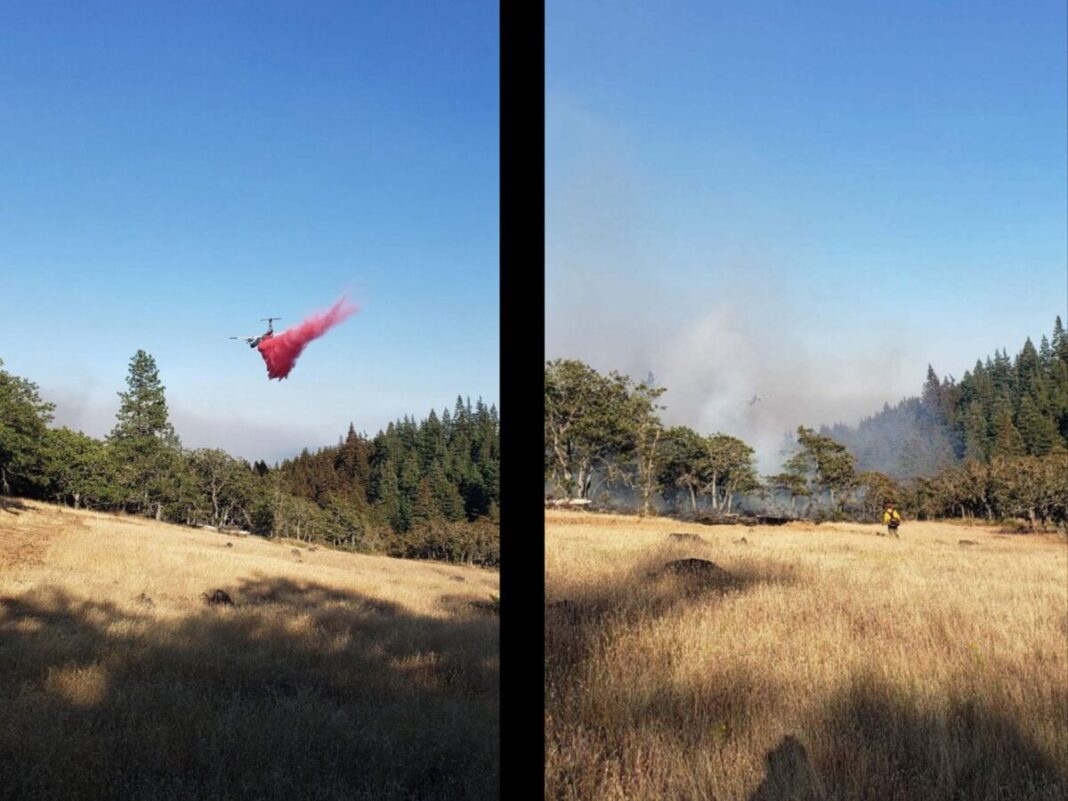 progress made on fighting microwave tower fire in The Dalles